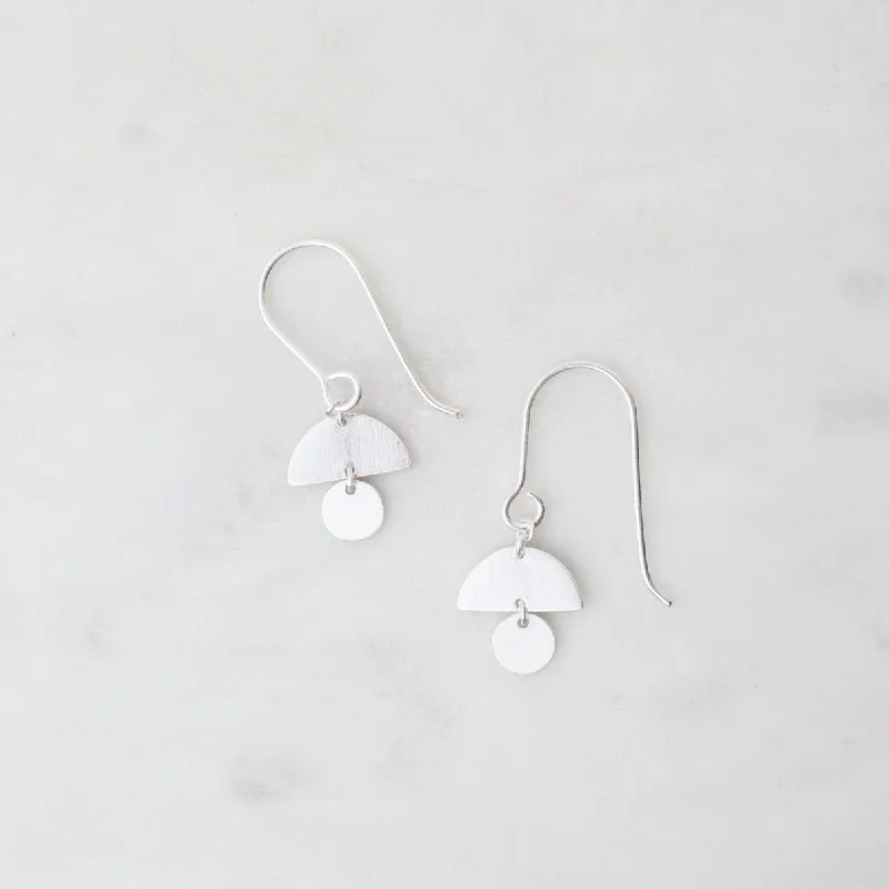 Little Mod 2 Shape Drop Earrings - Brushed Sterling Silver