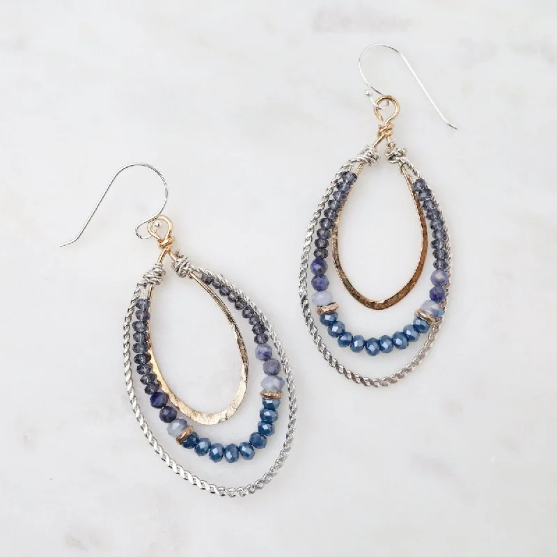 Denim Channel Drop Earrings