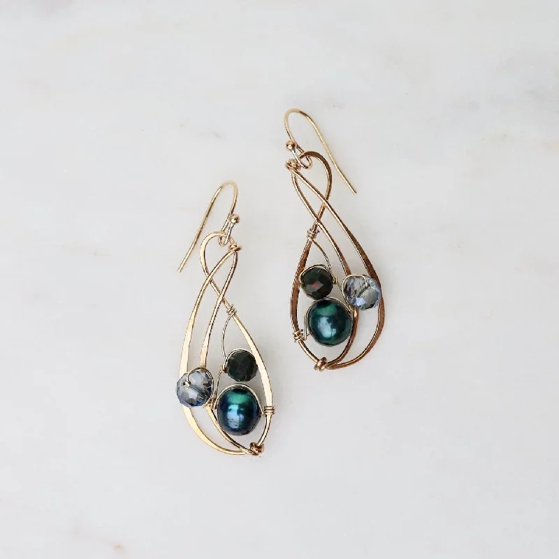 Triple Blue Teardrop Earrings