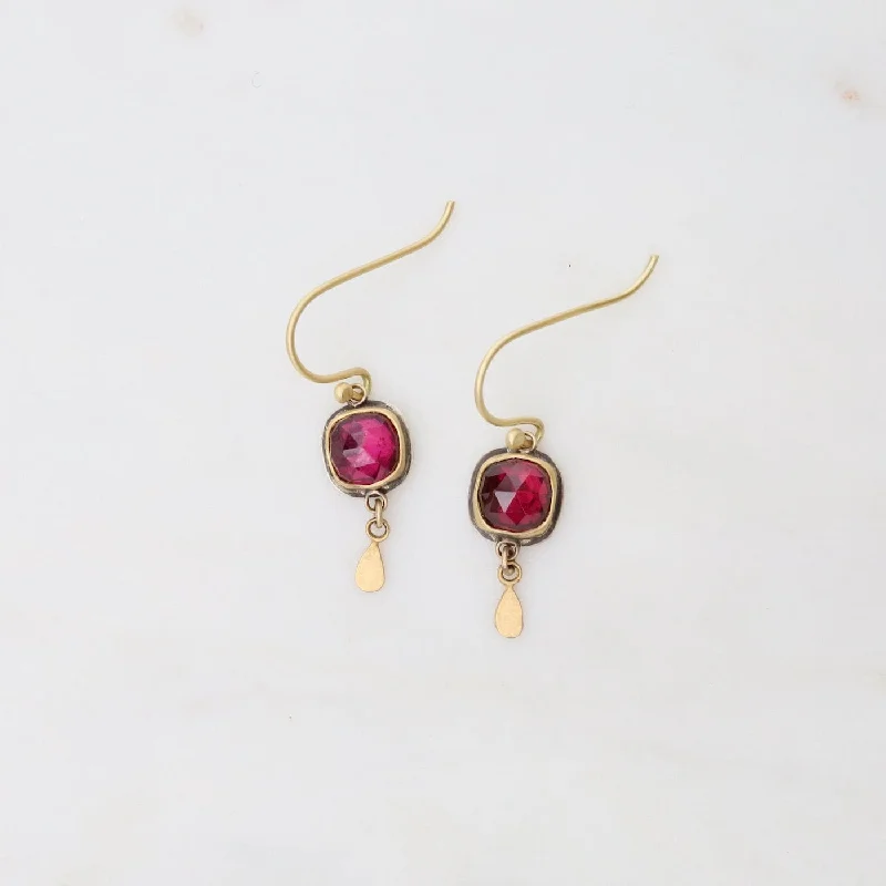 22k Rhodolite Garnet Drop Earrings