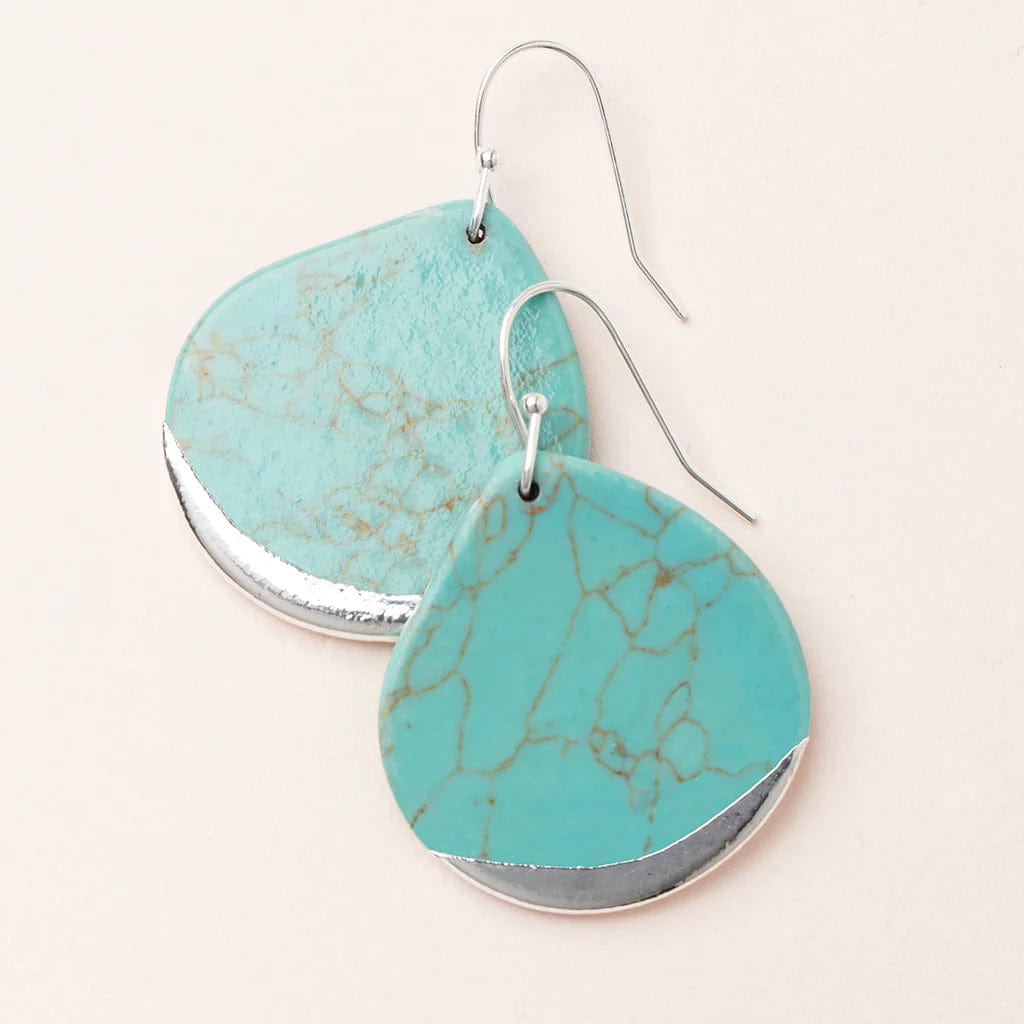 Turquoise Silver Dipped Teardrop Earrings