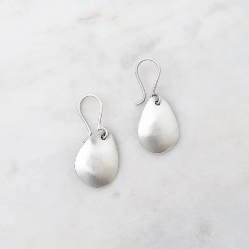 Sterling Silver Organic Shaped Domed Drop Earrings