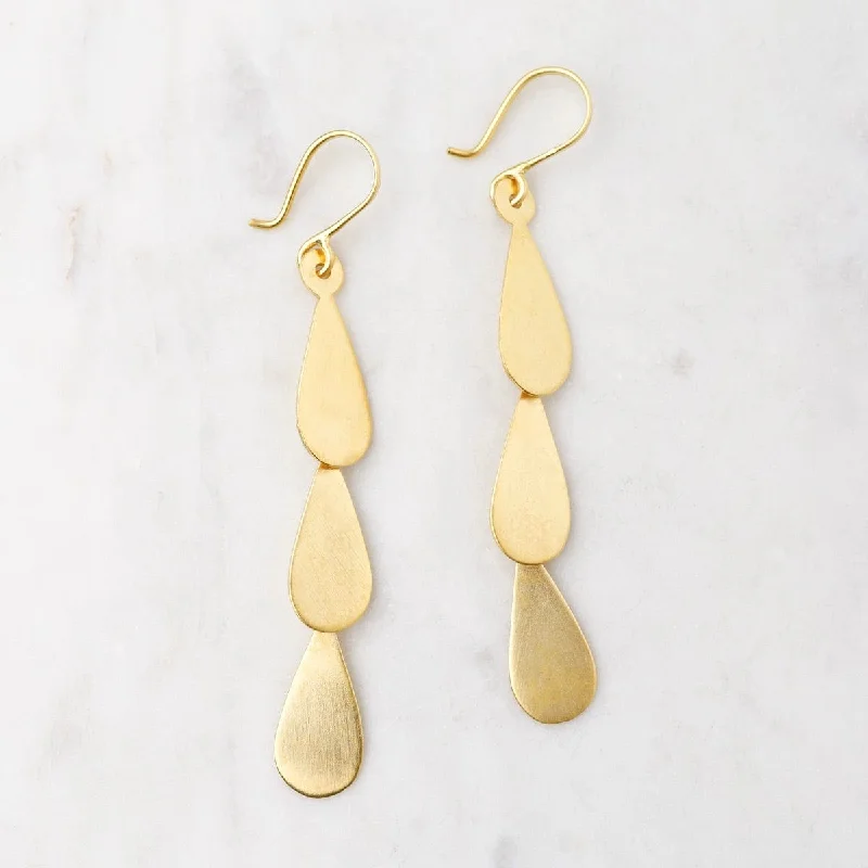 Gold Plated Tear Drop Cascade Earrings