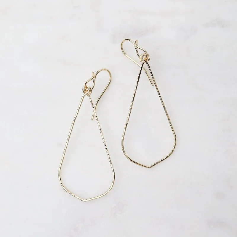 Gold Filled Hammered Wire Teardrop Earrings