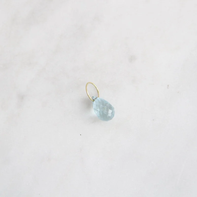 Blue Topaz - High Faceted Drop Gemstone on 14K Gold Wire