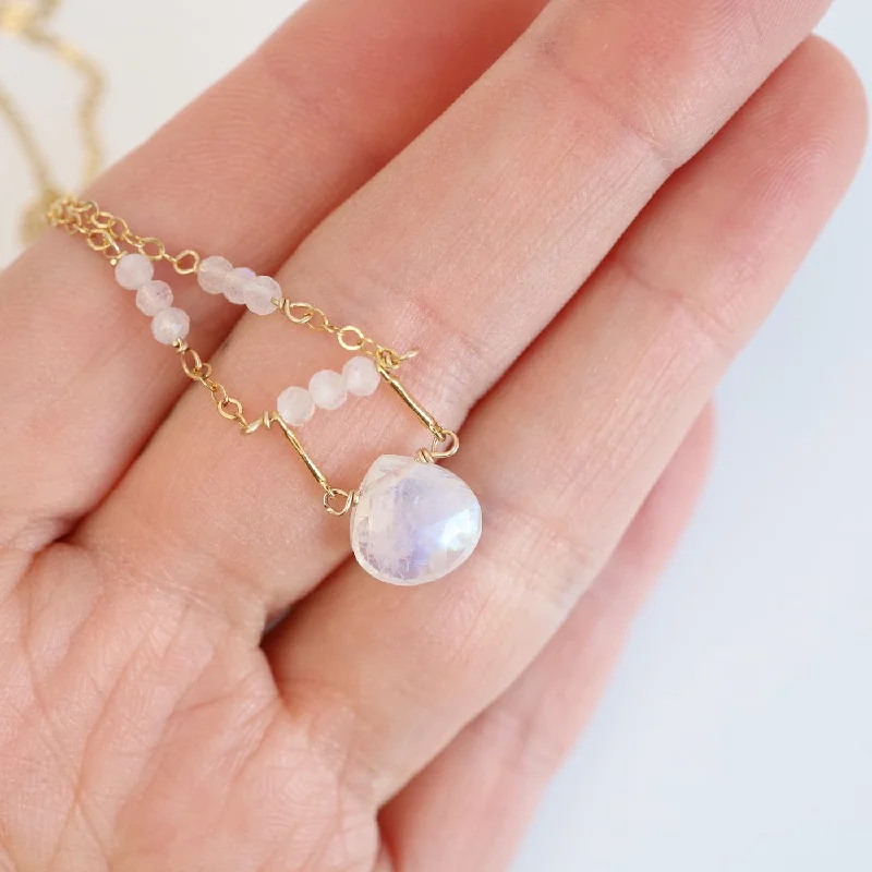 Gold Filled Drop Down Moonstone Necklace