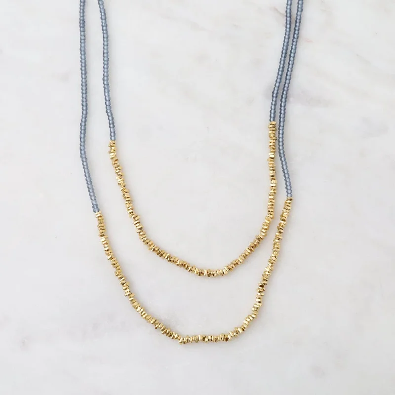 Grey Seed And Gold Vermeil Bead Necklace