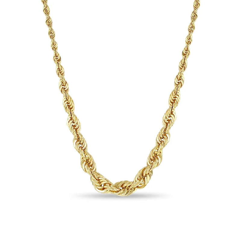 14k Gold Graduated Rope Chain Necklace