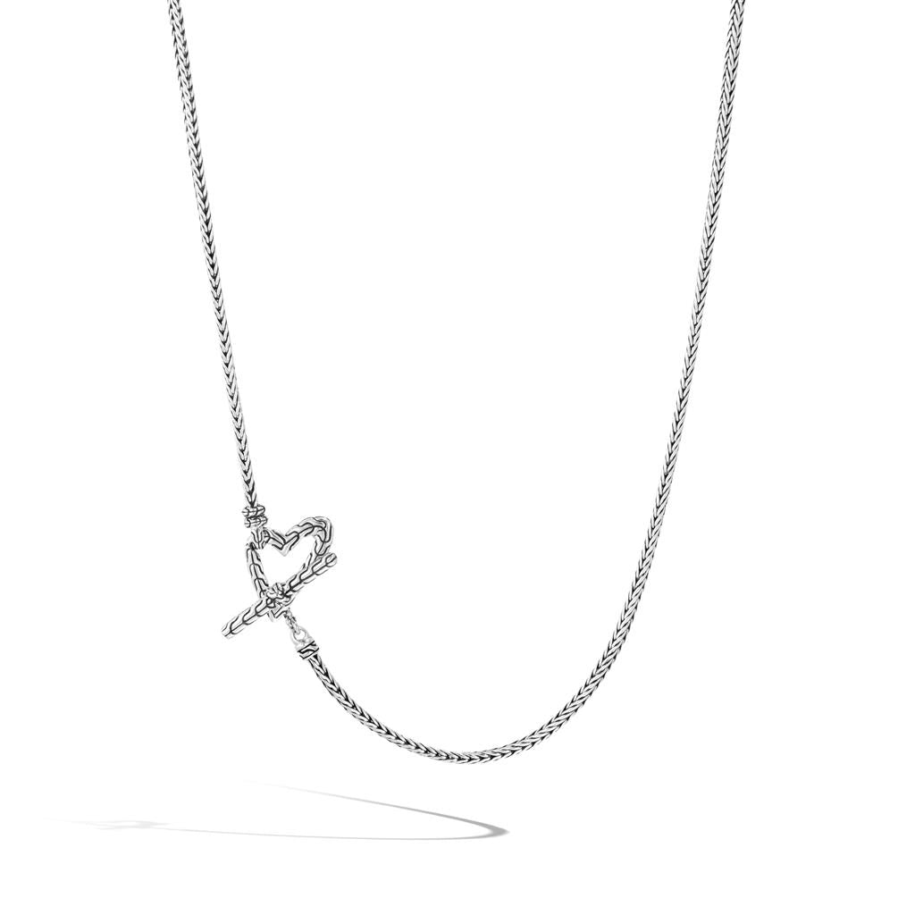 John Hardy Classic Chain Manah Sterling Silver 1.7mm Foxtail Chain Heart Necklace, 16 inch