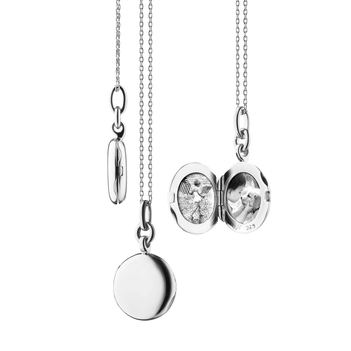 Monica Rich Kosann Sterling Silver Slim Round Nan Locket Necklace