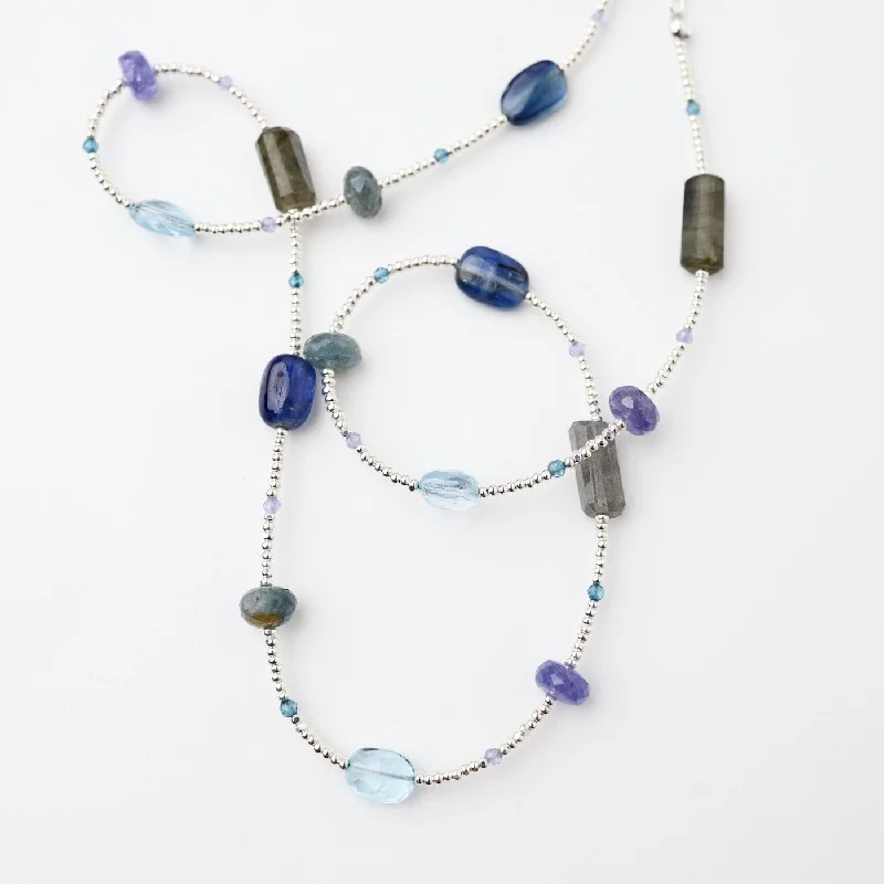 Silver Glass, Labradorite, Kyanite Necklace