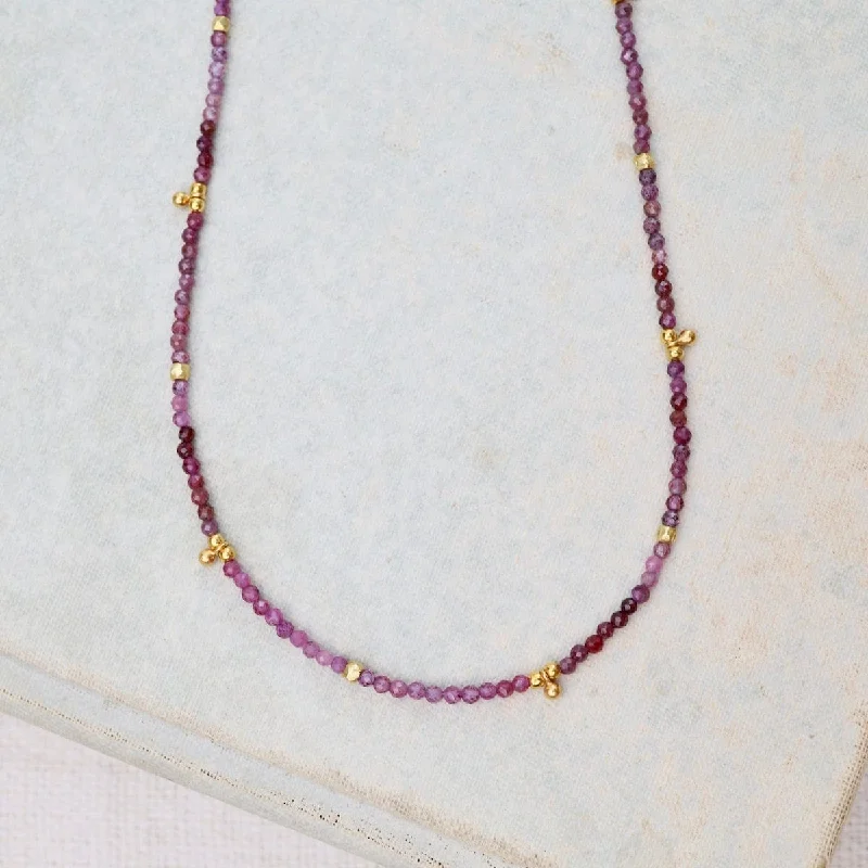 Ruby, 24kt Vermeil Charms & Beads Necklace