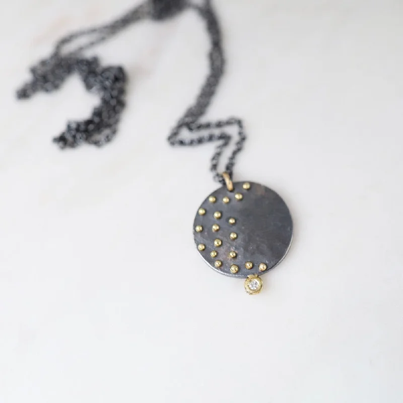 Stardust Necklace - Oxidized Silver & 18k Gold Kinetic Dots