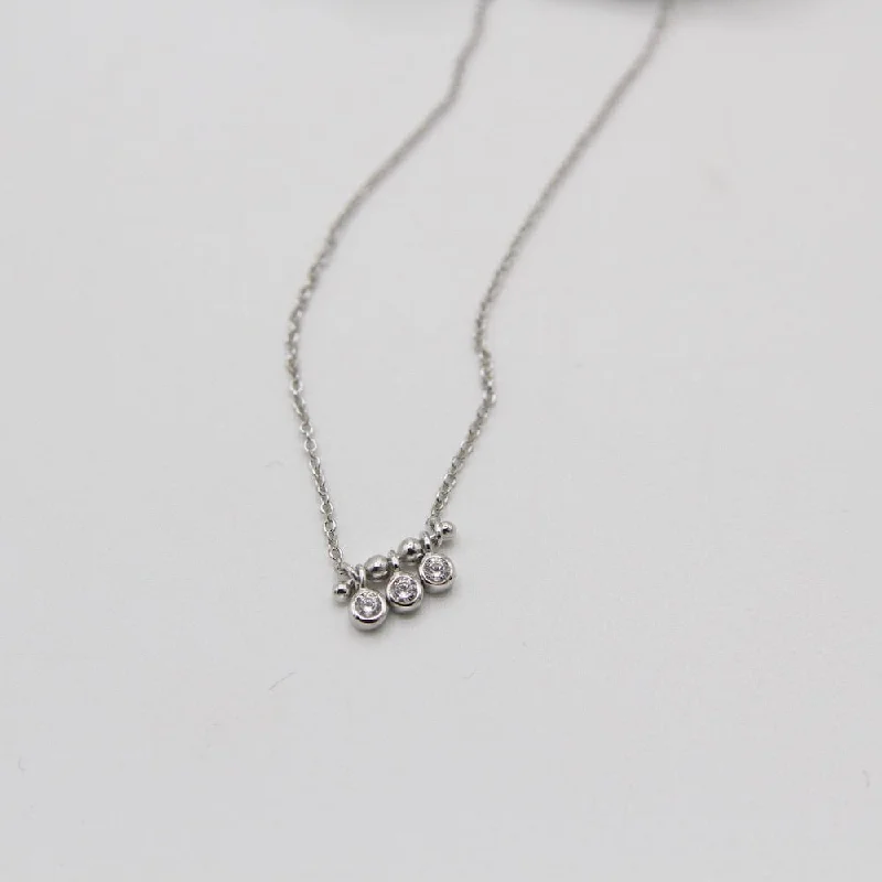 Silver Shimmer Triple Stud Necklace