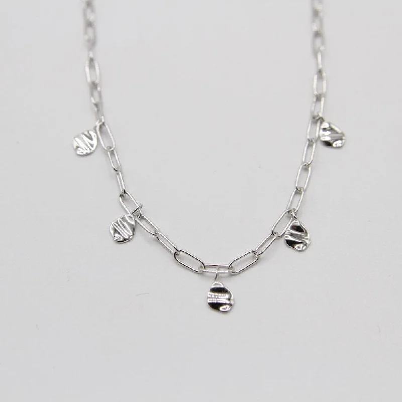 Silver Crush Drop Discs Necklace