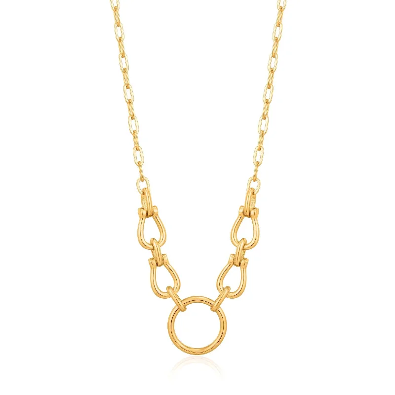 Gold Horseshoe Link Necklace