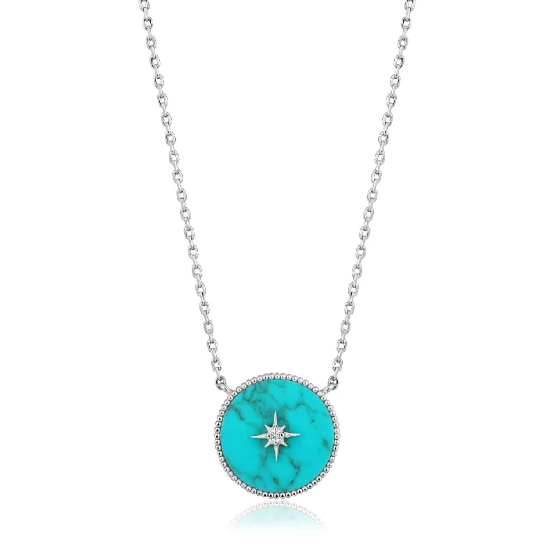 Silver Turquoise Emblem Necklace