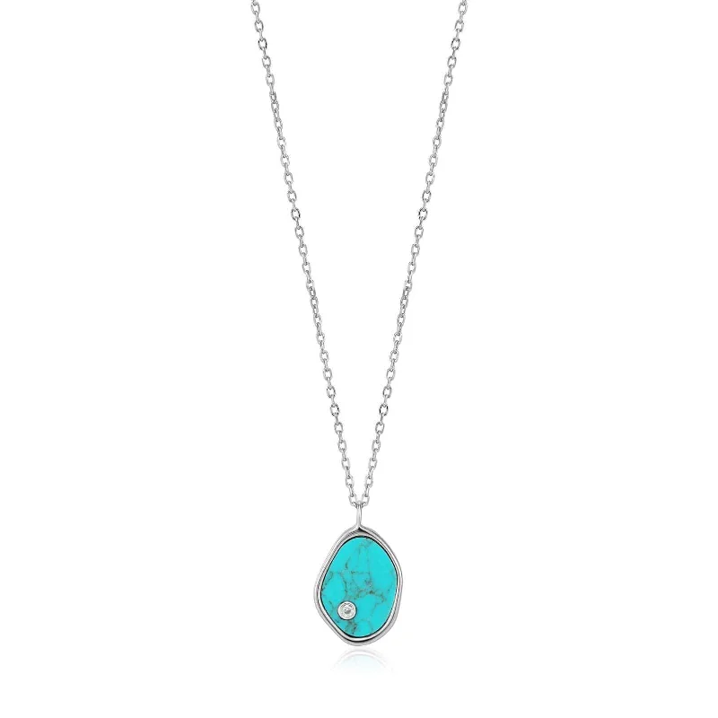 Silver Tidal Turquoise Necklace