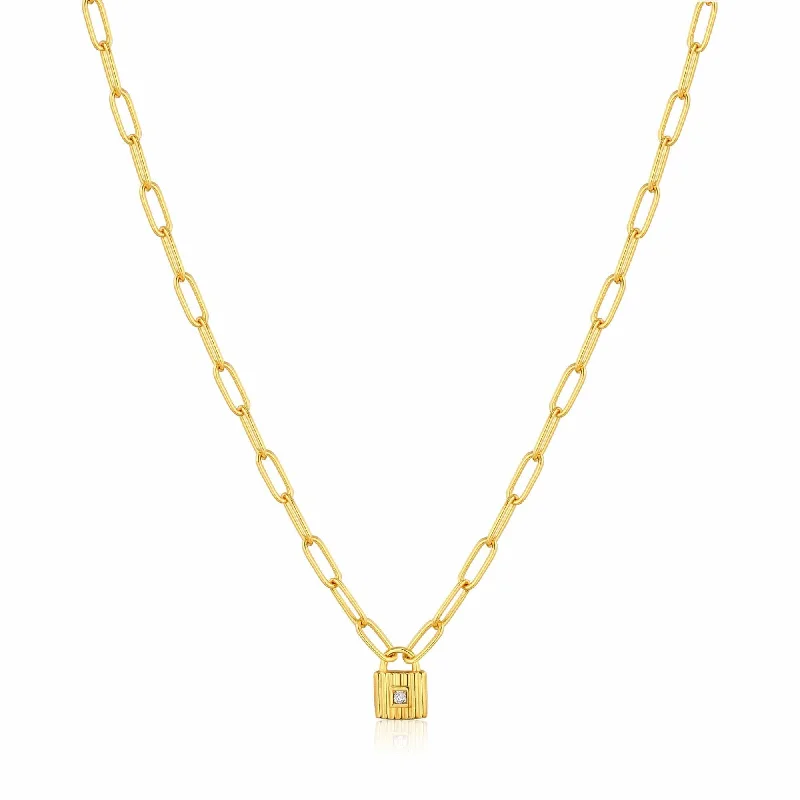 Gold Chunky Chain Padlock Necklace