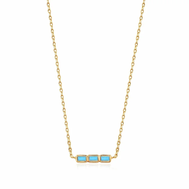 Turquoise Gold Bar Necklace