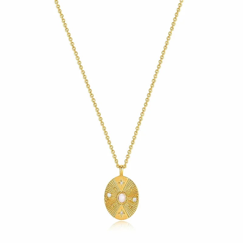 Gold Scattered Stars Kyoto Opal Disc Necklace