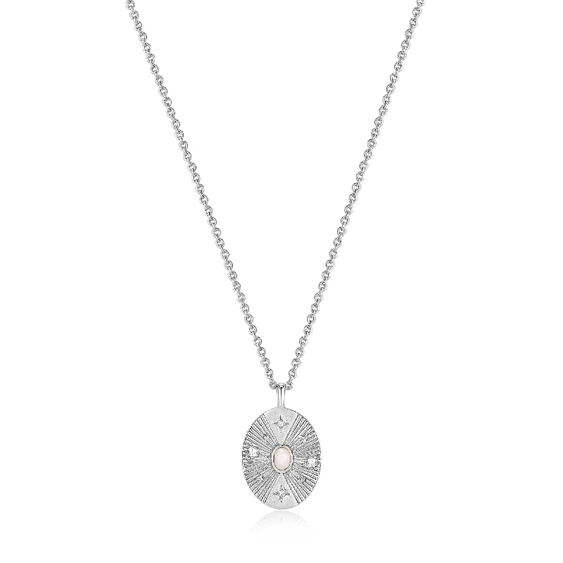 Silver Scattered Stars Kyoto Opal Disc Necklace