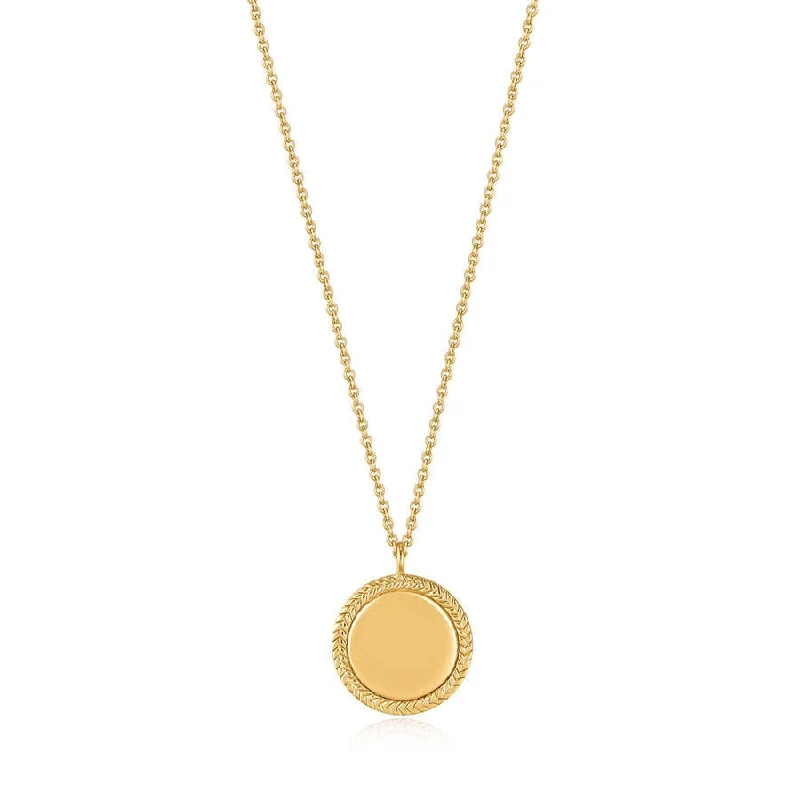 Gold Rope Disc Necklace