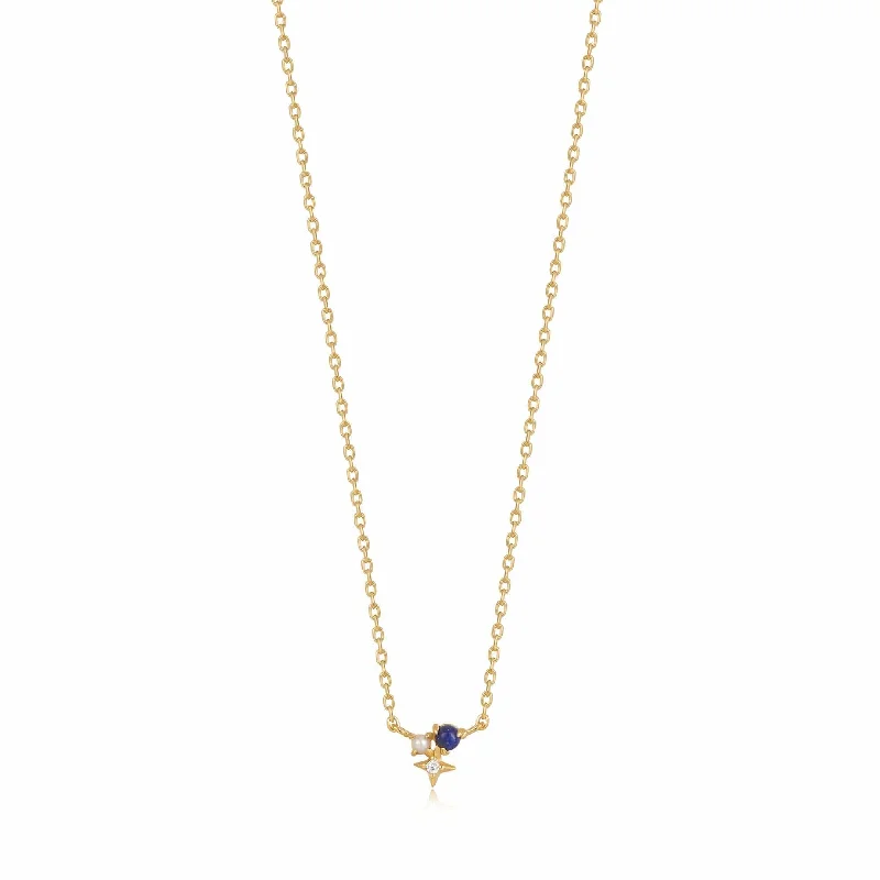 Gold Lapis Star Necklace