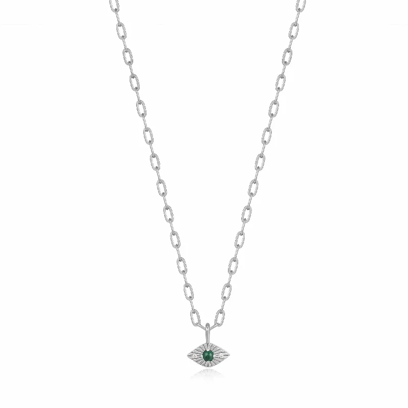 Silver Malachite Evil Eye Necklace