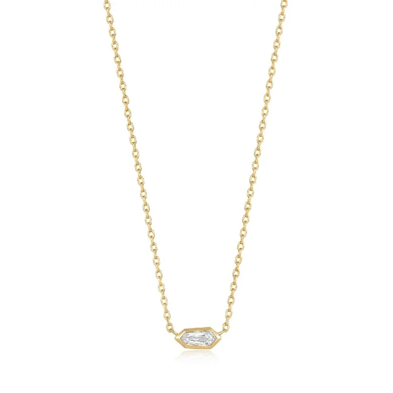 Gold Sparkle Emblem Chain Necklace