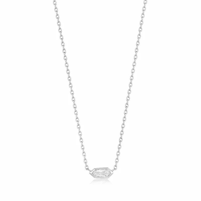 Silver Sparkle Emblem Chain Necklace