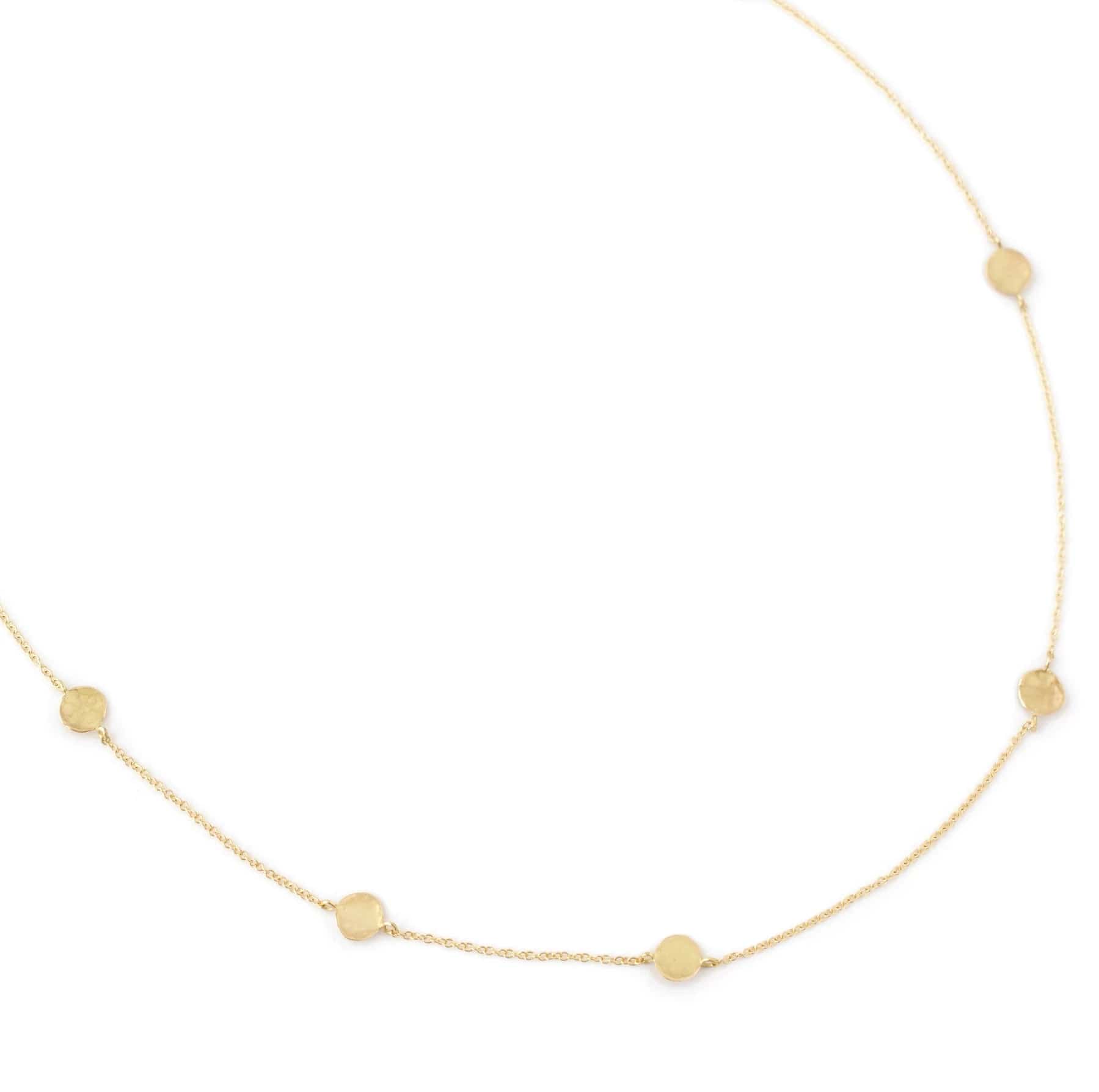 Eight Hammered Gold Disc Necklace