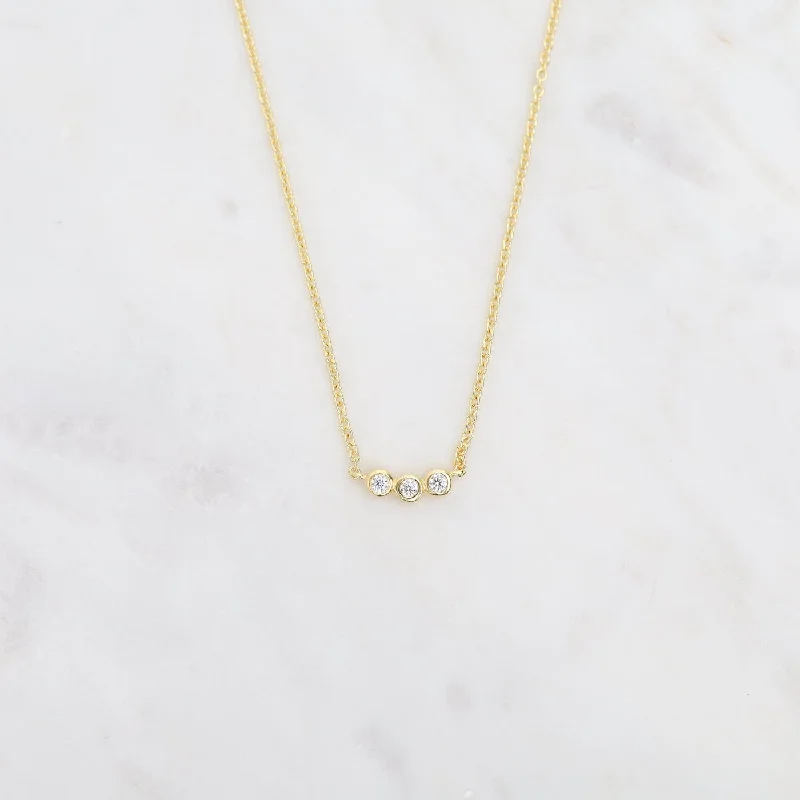 Gold Vermeil 3 Bezel Set CZ Necklace