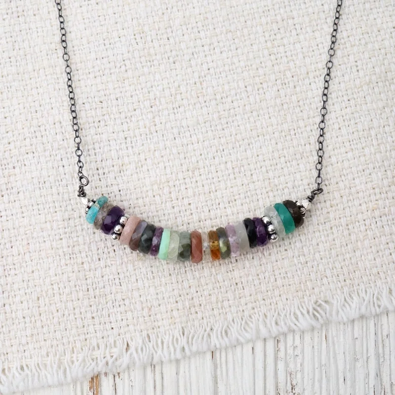 Assorted Gemstones with Sterling Silver Spacers Necklace