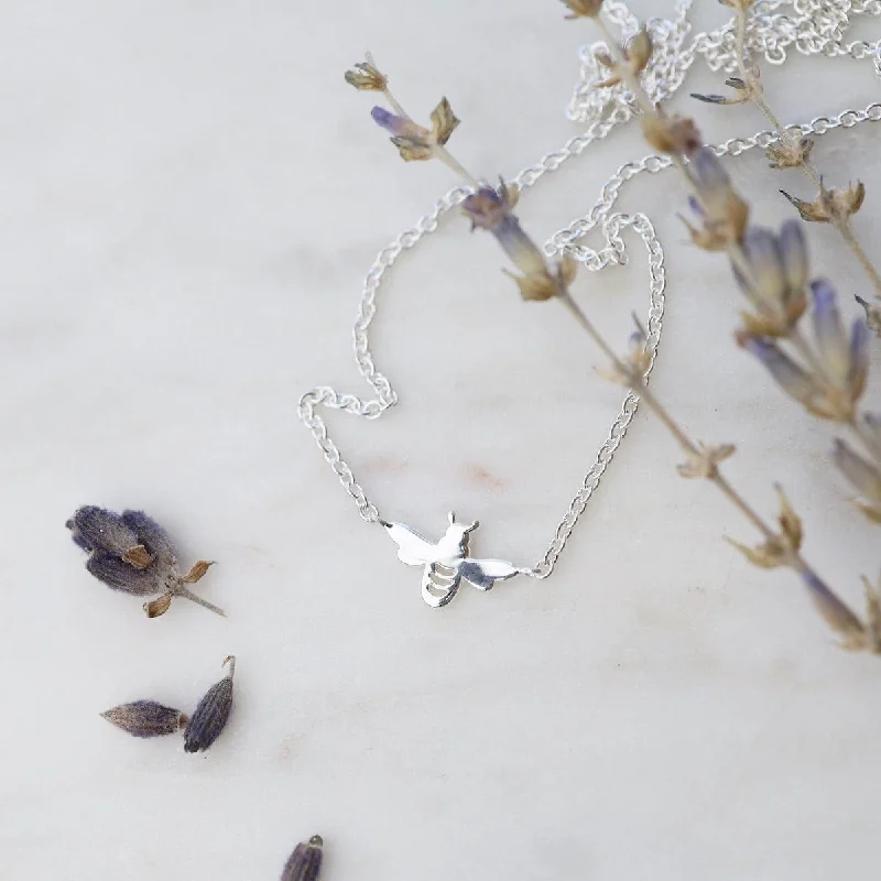 Very Tiny Bee Necklace - Sterling Silver