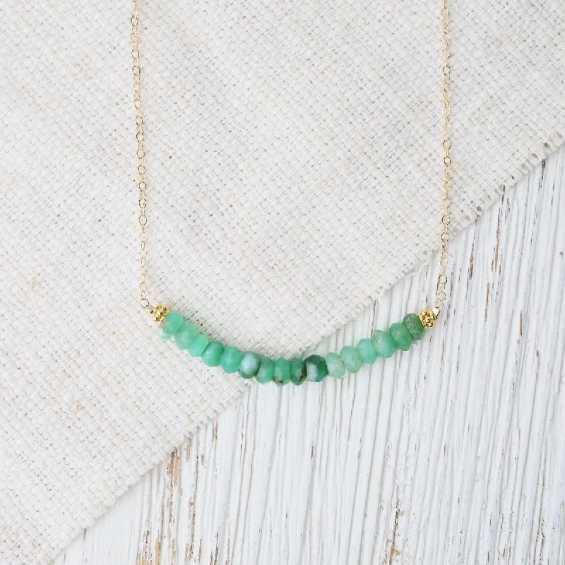 Gold Filled Chain with Gemstone Arc - Chrysoprase