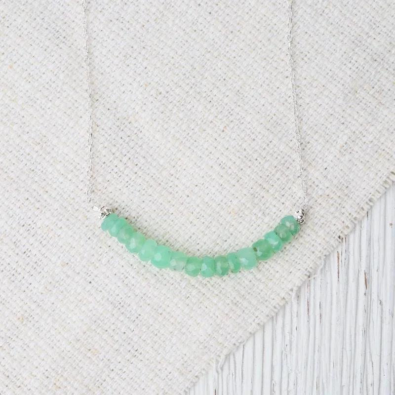 Silver Chain with Gemstone Arc - Chrysoprase