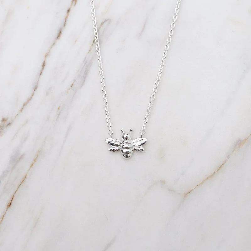 Small Bee Necklace - Sterling Silver