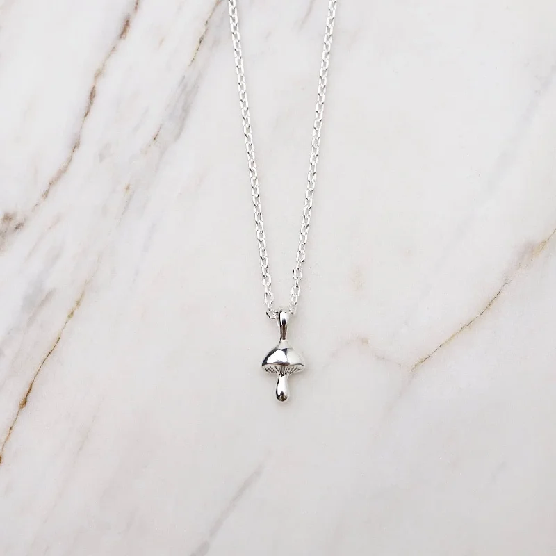 Tiny Mushroom Necklace - Sterling Silver