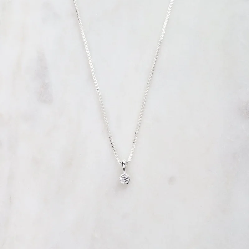 CZ with Milgrain Edge Necklace - Sterling Silver