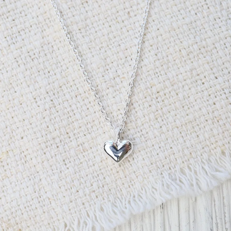 Polished Puffy Heart Necklace in Sterling Silver