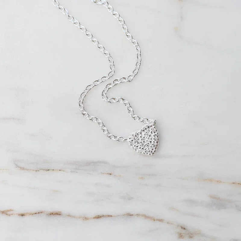 CZ Pave Heart Necklace - Sterling Silver