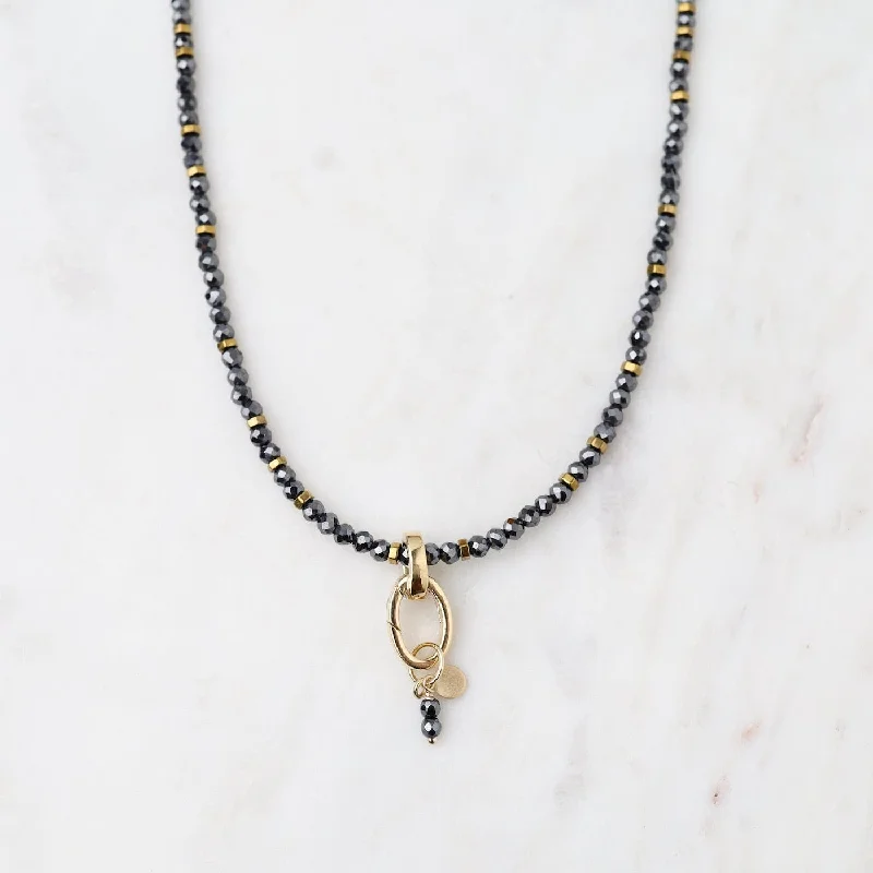 Hematite Gemstone Charm Necklace