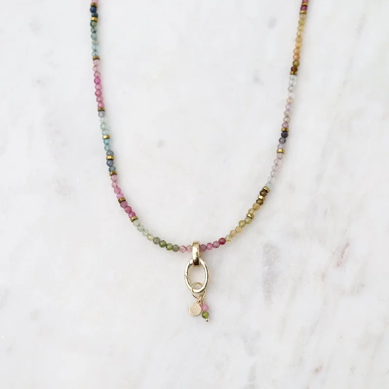 'Wrap' Watermelon Tourmaline Gemstone Charm Necklace