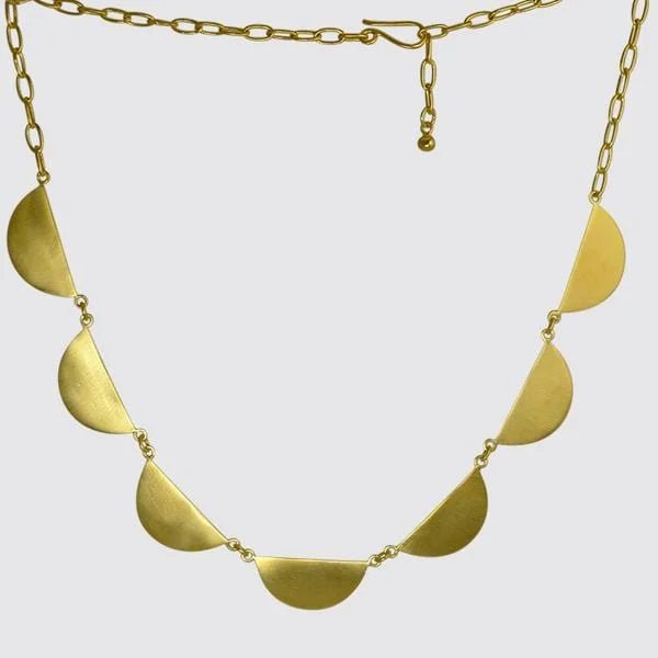 Gold Plated Brass Scalloped Chain Necklace