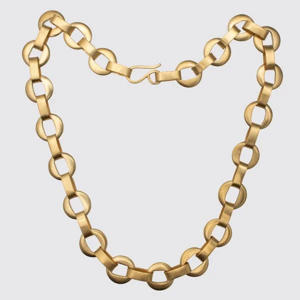 Disc Chain Necklace 20"- Gold Plated Brass