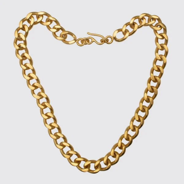 Heavy Curb Chain Necklace 18"- Gold Plated Brass