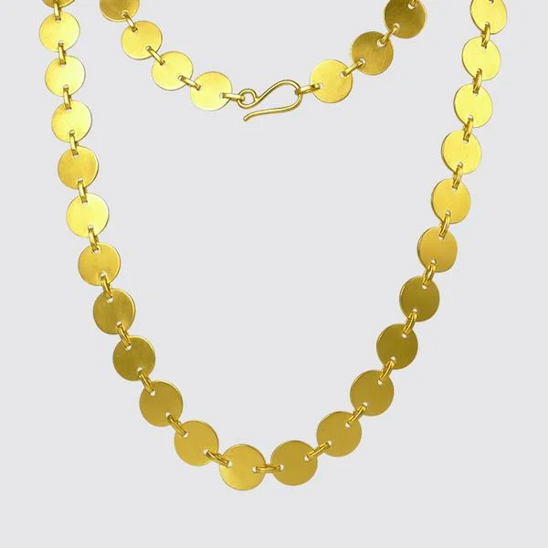 Gold Plated Round Disc Chain Necklce