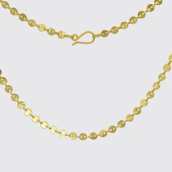 Gold Plated Tiny Round Disc Chain Necklace