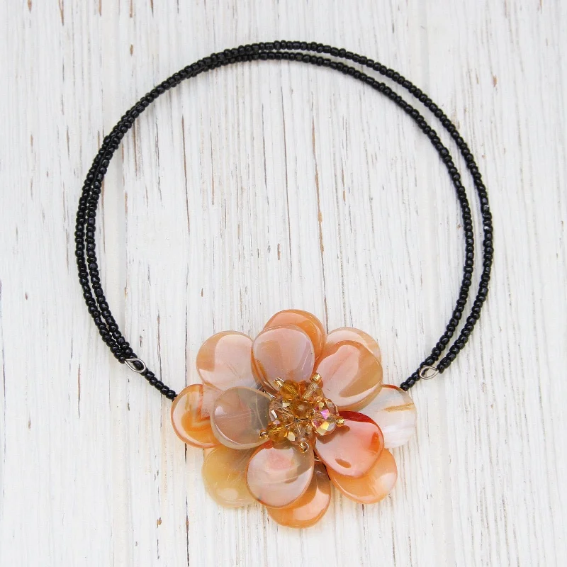 Flower Choker ~ Orange Agate & Gold Crystals